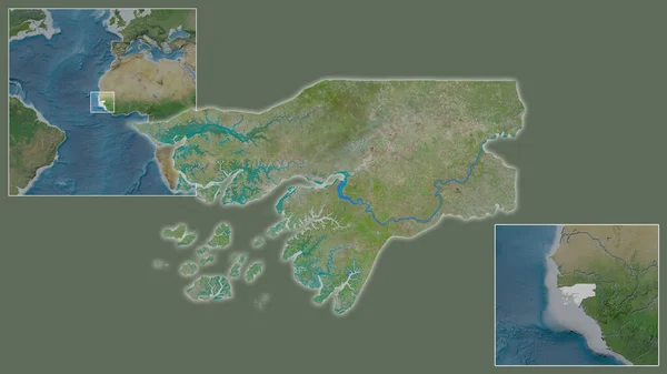 ギニアビサウとその地域に位置し 大規模な世界地図の中心部のクローズアップ 衛星画像 — ストック写真