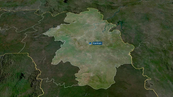 Канкан Регион Гвинеи Увеличенный Выделенный Столицей Спутниковые Снимки Рендеринг — стоковое фото
