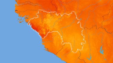 Stereografik projeksiyondaki yıllık sıcaklık haritasında Gine alanı - ışık saçan ana hatlı raster tabakalarının ham bileşimi