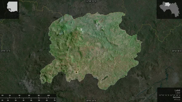 Labe Región Guinea Imágenes Satélite Forma Presentada Contra Área País — Foto de Stock