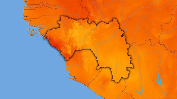 Guinee Gebied Jaarlijkse Temperatuurkaart Stereografische Projectie Rauwe Samenstelling Van Rasterlagen — Stockfoto