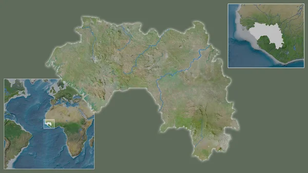Primer Plano Guinea Ubicación Región Centro Mapa Mundial Gran Escala — Foto de Stock