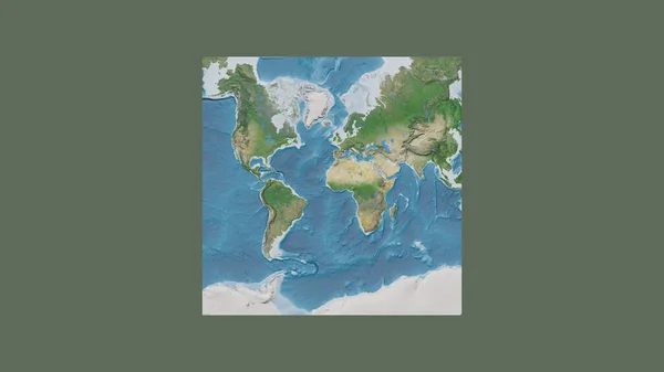 世界大比例尺地图的正方形框架 呈倾斜的范德格林登投影 以几内亚领土为中心 卫星图像 — 图库照片