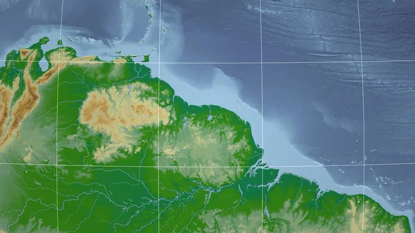 Guyana Quartiere Prospettiva Lontana Senza Contorno Mappa Fisica Colori — Foto Stock