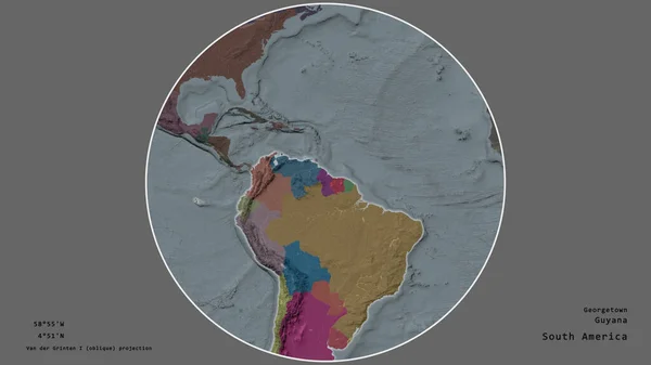 Oblast Guyany Soustředila Kruhu Který Obklopoval Její Kontinent Odumřelém Pozadí — Stock fotografie