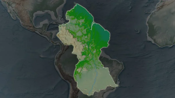 Área Guyana Agrandó Brilló Sobre Fondo Oscuro Sus Alrededores Características — Foto de Stock