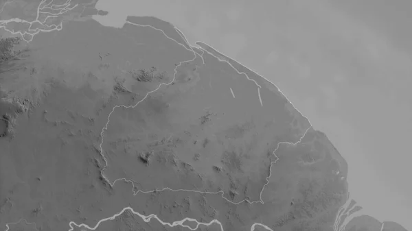 Barima Waini Región Guyana Mapa Escala Grises Con Lagos Ríos — Foto de Stock