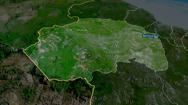Cuyuni Mazaruni Região Guiana Ampliada Destacada Com Capital Imagens Satélite — Fotografia de Stock