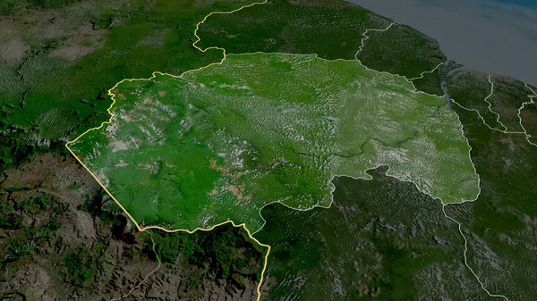 Cuyuni Mazaruni Região Guiana Ampliada Destacada Imagens Satélite Renderização — Fotografia de Stock