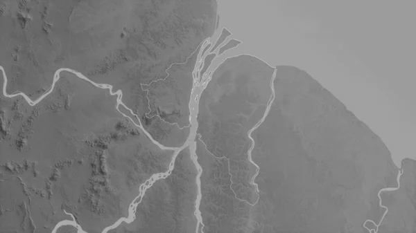 Острова Эссекибо Западная Демерара Регион Гайаны Карта Масштабе Grayscaled Лаками — стоковое фото