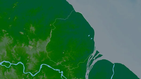 Pomeroon Supenaam Region Gujany Kolorowe Dane Zacienienia Jeziorami Rzekami Kształt — Zdjęcie stockowe