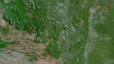 Potaro-Emiruni, Guyana bölgesi. Uydu görüntüleri. Ülke alanına göre şekillendirilmiş. 3B görüntüleme