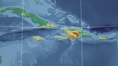 Haiti. Mahalle - ülkenin dış hatlarıyla uzak perspektif. topografik yardım haritası