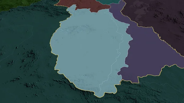 Верхний Такуту Верхний Эссекибо Регион Гайаны Увеличенный Выделенный Цветная Карта — стоковое фото