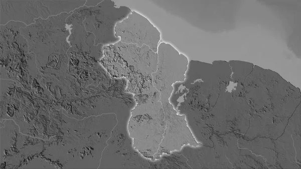 Área Guyana Mapa Elevación Bilevel Proyección Estereográfica Composición Cruda Capas — Foto de Stock