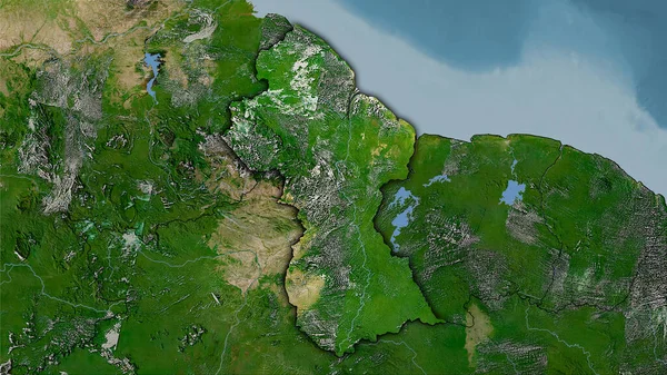 Guyana Plocha Mapě Satelitu Stereografické Projekci Hrubé Složení Rastrových Vrstev — Stock fotografie