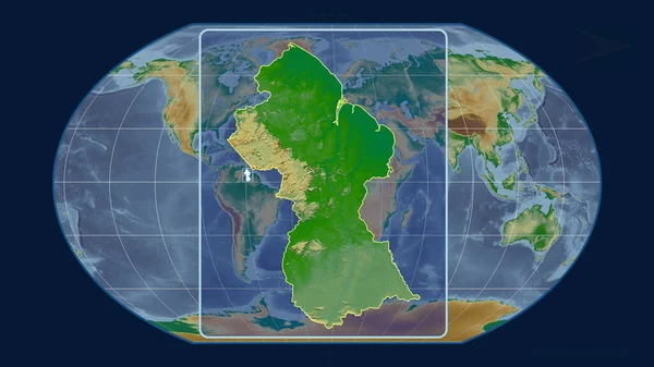 Увеличенный Вид Набросок Гайаны Перспективными Линиями Против Глобальной Карты Каврайской — стоковое фото