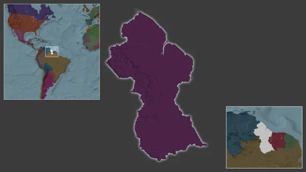 Крупный План Гайаны Расположение Регионе Центре Крупномасштабной Карты Мира Цветная — стоковое фото