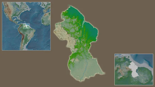 Крупный План Гайаны Расположение Регионе Центре Крупномасштабной Карты Мира Цветовая — стоковое фото