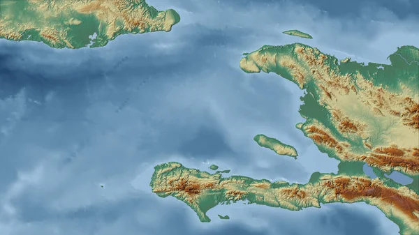 Haiti Zbliżenie Perspektywy Kraju Bez Zarysu Mapa Pomocy Topograficznej — Zdjęcie stockowe
