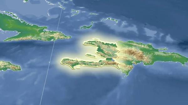 Haiti Mahallesi Uzak Eğimli Perspektif Şekil Parlıyordu Renk Fiziksel Haritası — Stok fotoğraf