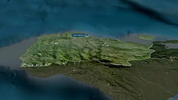 Grand Anse Department Haiti Zoomed Highlighted Capital Satellite Imagery Rendering — Stock Photo, Image