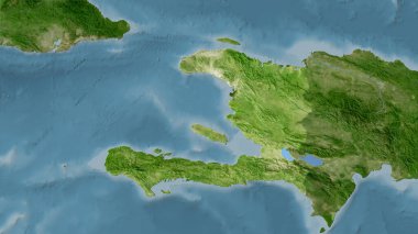 Uydu B haritasında stereografik projeksiyondaki Haiti alanı - raster katmanlarının ham bileşimi