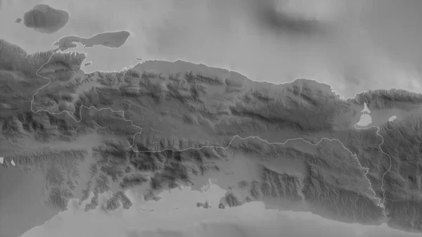 海地省 有湖泊和河流的灰度地图 形状与它的国家相对应 3D渲染 — 图库照片