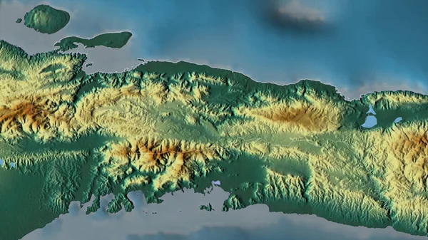 Capezzoli Dipartimento Haiti Rilievo Colorato Con Laghi Fiumi Forma Delineata — Foto Stock