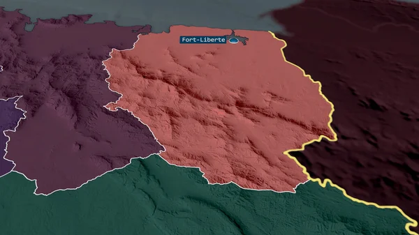 Nord Est Katedra Haiti Přiblížila Zvýraznila Kapitálem Barevná Poďobaná Mapa — Stock fotografie