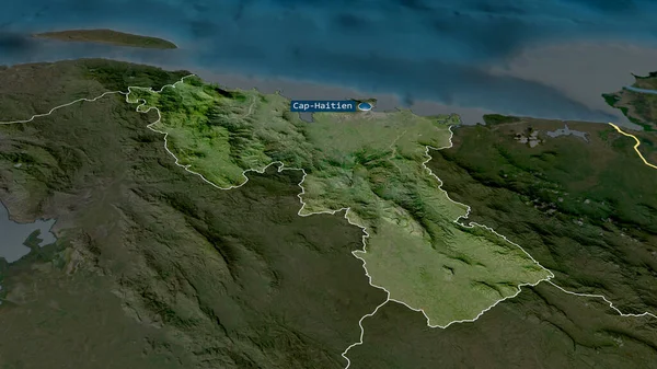 ノルド ハイチの省は首都を拡大し 強調した 衛星画像 3Dレンダリング — ストック写真