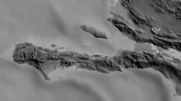 Sud Department Haiti Grayscaled Map Lakes Rivers Shape Outlined Its — Stock Photo, Image
