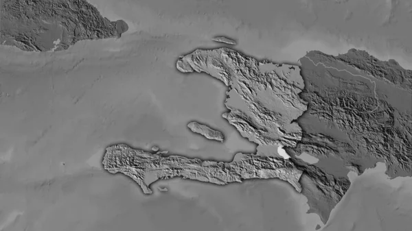 Haïti Zone Sur Carte Altitude Bilevel Dans Projection Stéréographique Composition — Photo