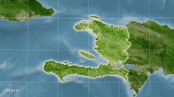 Haïti Zone Sur Carte Satellite Dans Projection Stéréographique Composition Principale — Photo