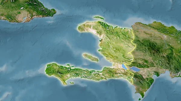 Haiti Gebiet Auf Der Satelliten Karte Der Stereographischen Projektion Rohe — Stockfoto