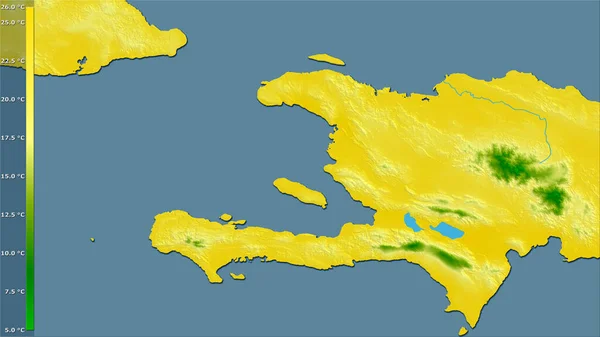 Temperatura Média Quarto Mais Frio Dentro Área Haiti Projeção Estereográfica — Fotografia de Stock