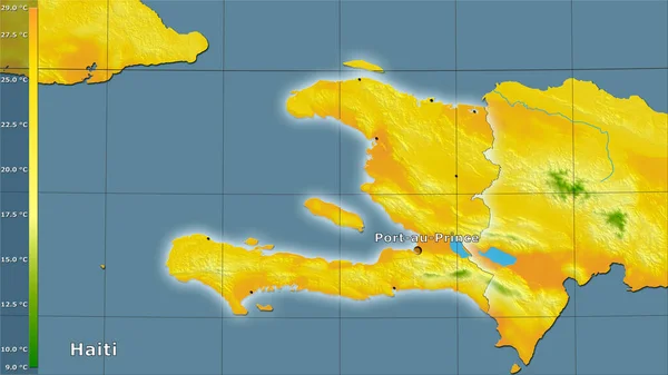 Μέση Θερμοκρασία Του Θερμότερου Τριμήνου Στην Περιοχή Της Αϊτής Στην — Φωτογραφία Αρχείου