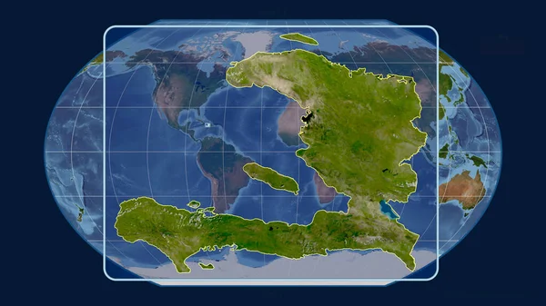 Přiblížený Pohled Haiti Perspektivními Liniemi Proti Globální Mapě Projekci Kavrayskiy — Stock fotografie