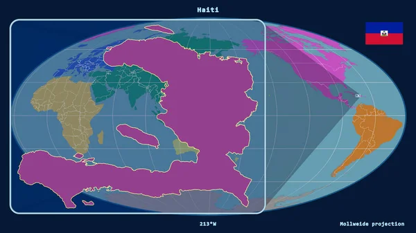 Vista Ampliada Del Esquema Haití Con Líneas Perspectiva Contra Mapa — Foto de Stock