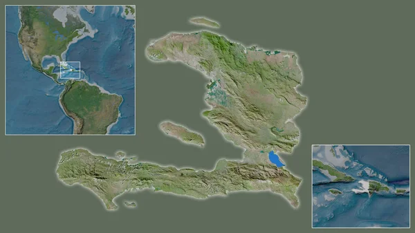 Zbliżenie Haiti Jego Położenie Regionie Centrum Światowej Mapy Dużą Skalę — Zdjęcie stockowe