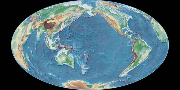 Mapa Del Mundo Proyección Hammer Oblique Centrado 170 Longitud Oeste — Foto de Stock