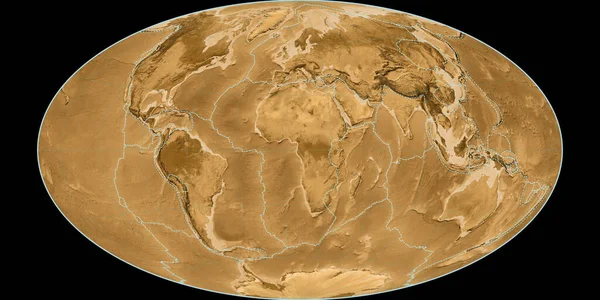 Carte Monde Dans Projection Hammer Oblique Centrée Sur Longitude Est — Photo