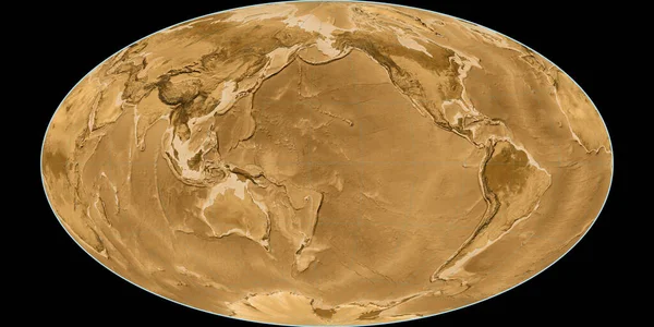Карта Мира Проекции Hammer Oblique Сосредоточена 170 Западной Долготе Средняя — стоковое фото