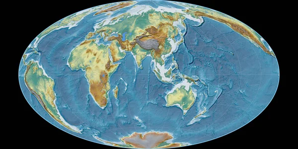 Světová Mapa Hammer Šikmé Projekci Středem Východní Délky Topografická Reliéfní — Stock fotografie