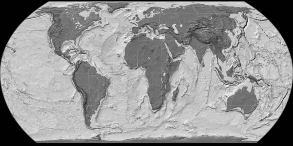 Weltkarte Der Hatano Projektion Mittig Auf Dem Östlichen Längengrad Bilevel — Stockfoto