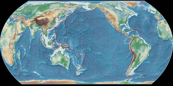 Карта Світу Проекції Хатано Була Зосереджена 170 Довготах Західної Довготи — стокове фото