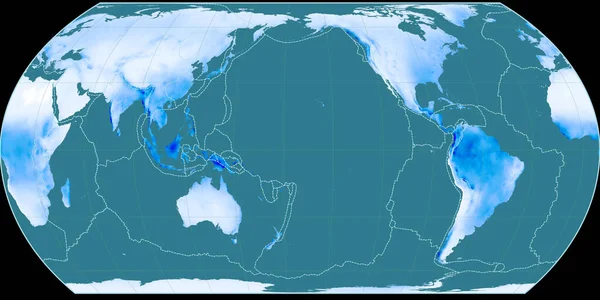 Mapa Mundo Projeção Hatano Centrado 170 Longitude Oeste Mapa Médio — Fotografia de Stock