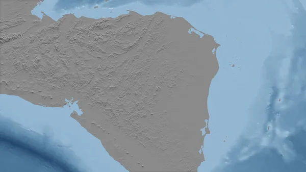Гондурас Крупный План Страны Очертаний Grayscale Elevation Map — стоковое фото