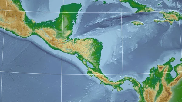 Гондурас Соседство Отдаленная Перспектива Очертаний Физическая Карта Цвета — стоковое фото