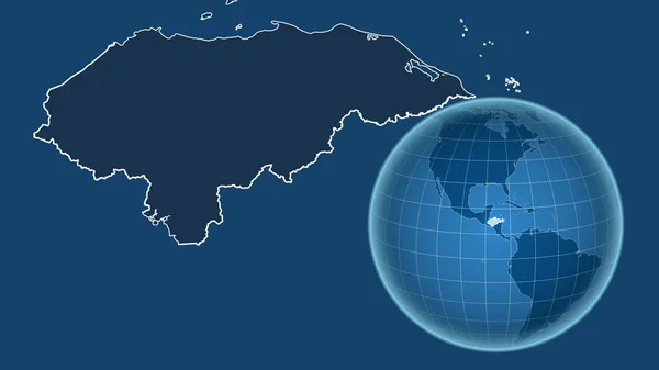 Honduras Globo Con Forma Del País Contra Mapa Ampliado Con — Foto de Stock